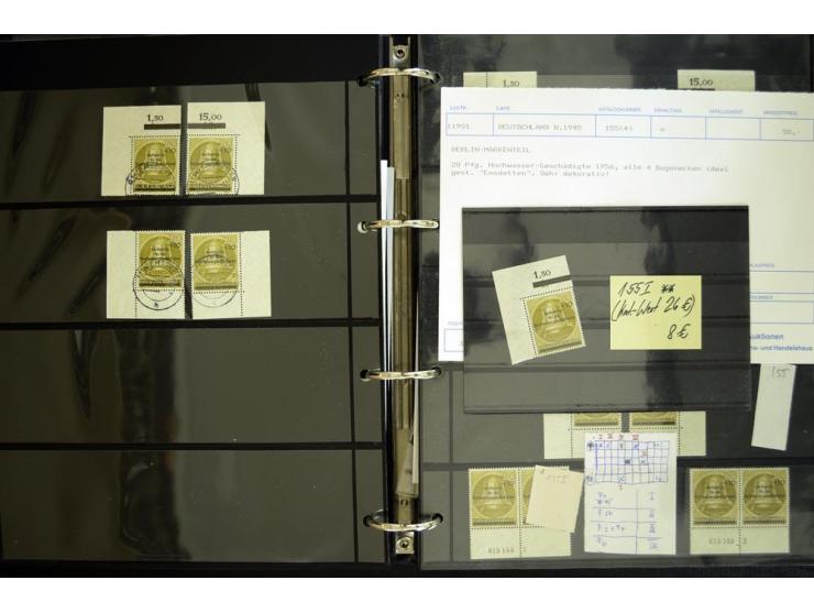 1948/90, postfrische Spezialsammlung, fast ausschließlich Rand- und vor allem Eckrandstücke, dabei auch Paare und 4er-Blocks,