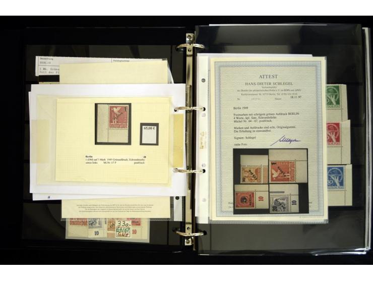 1948/90, postfrische Spezialsammlung, fast ausschließlich Rand- und vor allem Eckrandstücke, dabei auch Paare und 4er-Blocks,