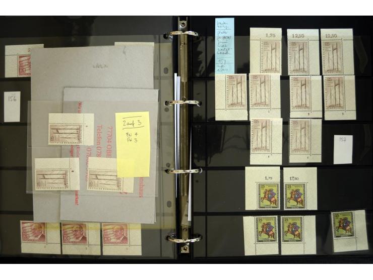 1948/90, postfrische Spezialsammlung, fast ausschließlich Rand- und vor allem Eckrandstücke, dabei auch Paare und 4er-Blocks,
