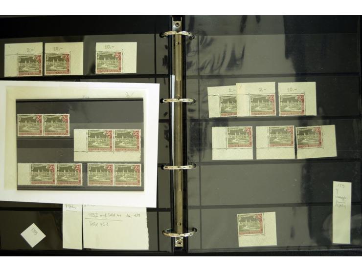 1948/90, postfrische Spezialsammlung, fast ausschließlich Rand- und vor allem Eckrandstücke, dabei auch Paare und 4er-Blocks,