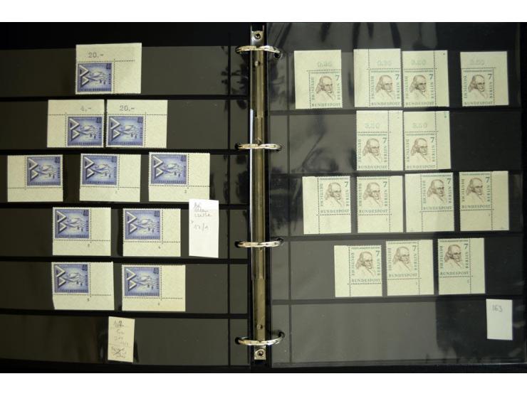 1948/90, postfrische Spezialsammlung, fast ausschließlich Rand- und vor allem Eckrandstücke, dabei auch Paare und 4er-Blocks,
