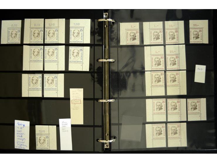 1948/90, postfrische Spezialsammlung, fast ausschließlich Rand- und vor allem Eckrandstücke, dabei auch Paare und 4er-Blocks,