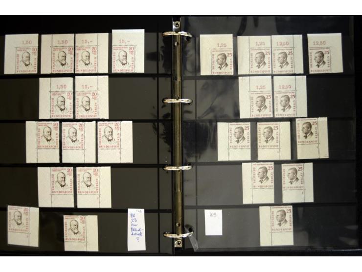 1948/90, postfrische Spezialsammlung, fast ausschließlich Rand- und vor allem Eckrandstücke, dabei auch Paare und 4er-Blocks,