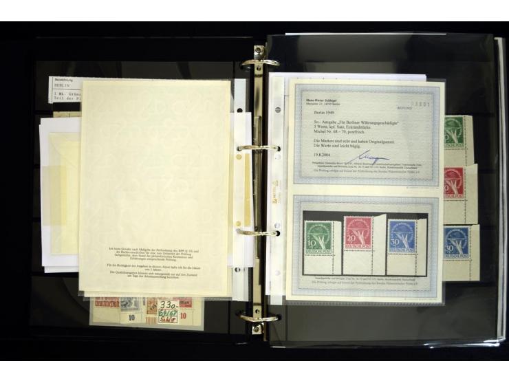 1948/90, postfrische Spezialsammlung, fast ausschließlich Rand- und vor allem Eckrandstücke, dabei auch Paare und 4er-Blocks,
