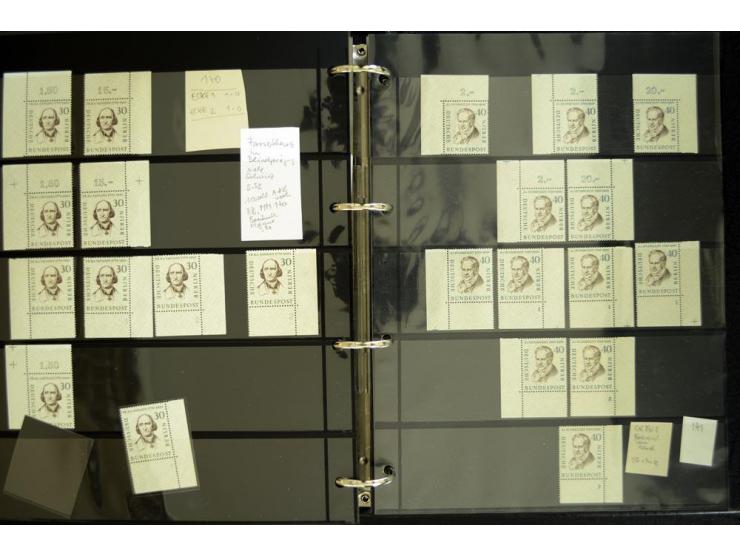 1948/90, postfrische Spezialsammlung, fast ausschließlich Rand- und vor allem Eckrandstücke, dabei auch Paare und 4er-Blocks,