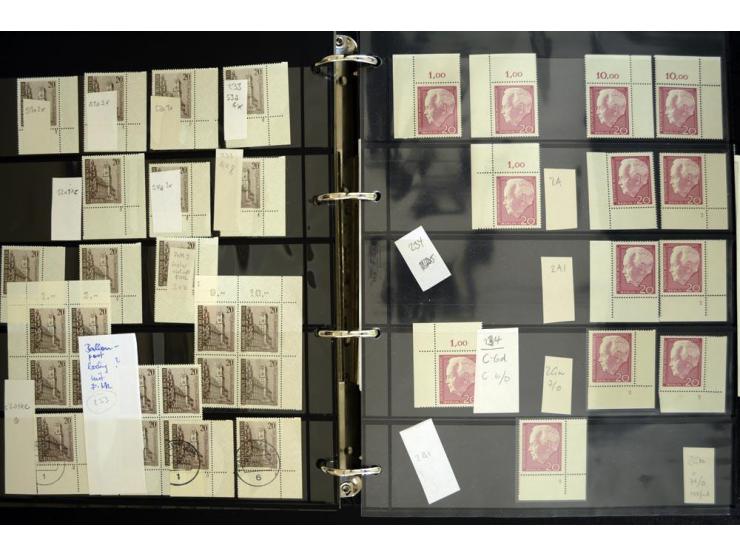1948/90, postfrische Spezialsammlung, fast ausschließlich Rand- und vor allem Eckrandstücke, dabei auch Paare und 4er-Blocks,