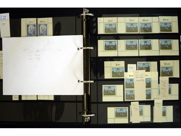 1948/90, postfrische Spezialsammlung, fast ausschließlich Rand- und vor allem Eckrandstücke, dabei auch Paare und 4er-Blocks,