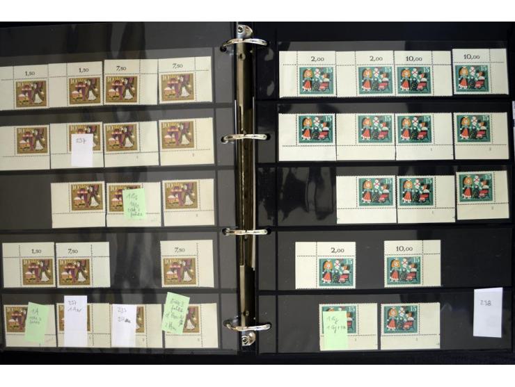 1948/90, postfrische Spezialsammlung, fast ausschließlich Rand- und vor allem Eckrandstücke, dabei auch Paare und 4er-Blocks,