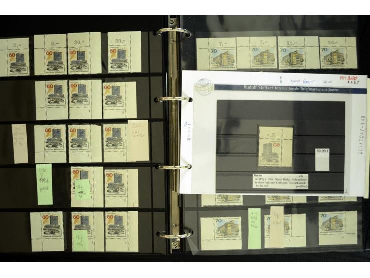 1948/90, postfrische Spezialsammlung, fast ausschließlich Rand- und vor allem Eckrandstücke, dabei auch Paare und 4er-Blocks,