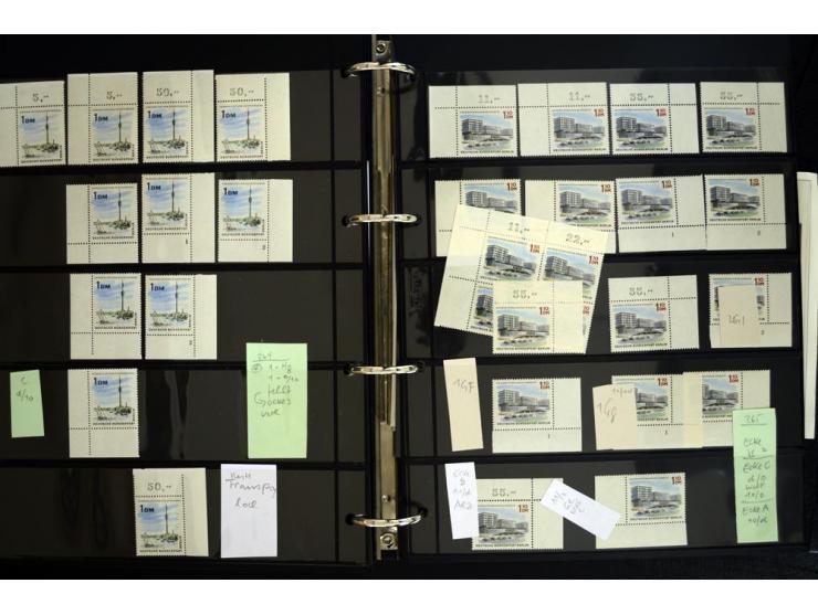 1948/90, postfrische Spezialsammlung, fast ausschließlich Rand- und vor allem Eckrandstücke, dabei auch Paare und 4er-Blocks,
