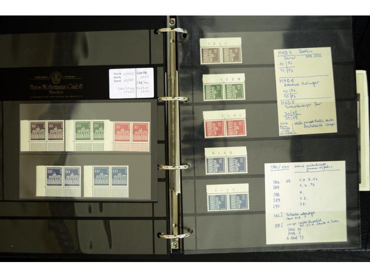 1948/90, postfrische Spezialsammlung, fast ausschließlich Rand- und vor allem Eckrandstücke, dabei auch Paare und 4er-Blocks,