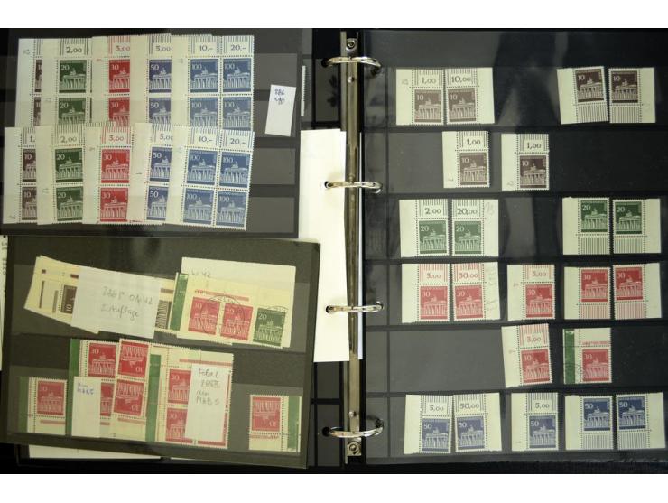 1948/90, postfrische Spezialsammlung, fast ausschließlich Rand- und vor allem Eckrandstücke, dabei auch Paare und 4er-Blocks,