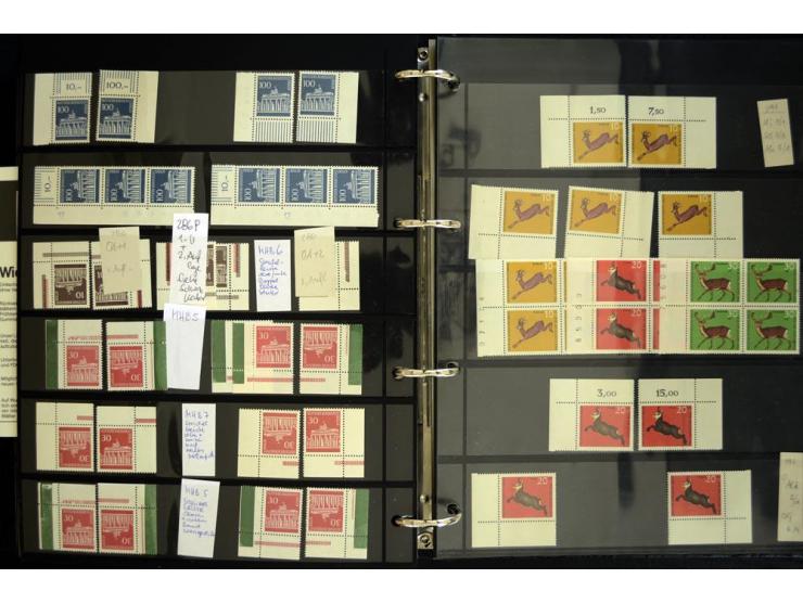1948/90, postfrische Spezialsammlung, fast ausschließlich Rand- und vor allem Eckrandstücke, dabei auch Paare und 4er-Blocks,