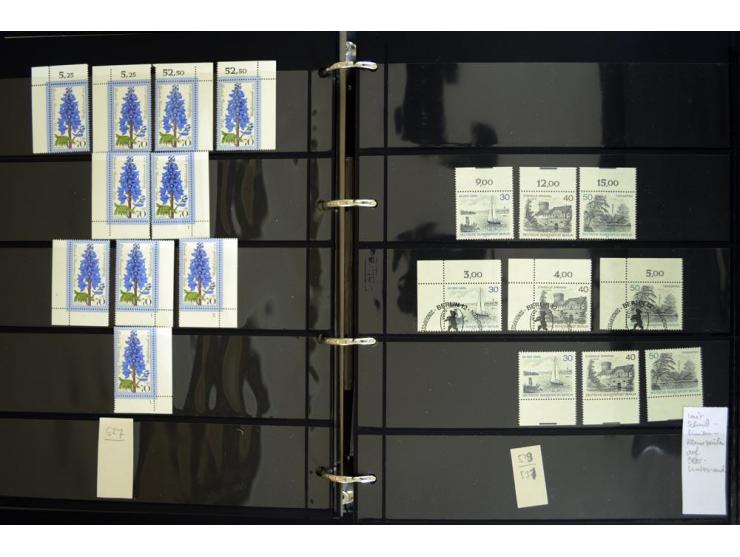 1948/90, postfrische Spezialsammlung, fast ausschließlich Rand- und vor allem Eckrandstücke, dabei auch Paare und 4er-Blocks,
