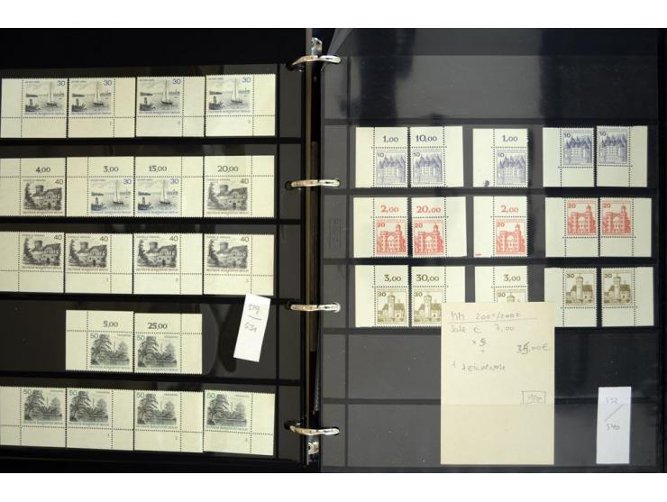 1948/90, postfrische Spezialsammlung, fast ausschließlich Rand- und vor allem Eckrandstücke, dabei auch Paare und 4er-Blocks,