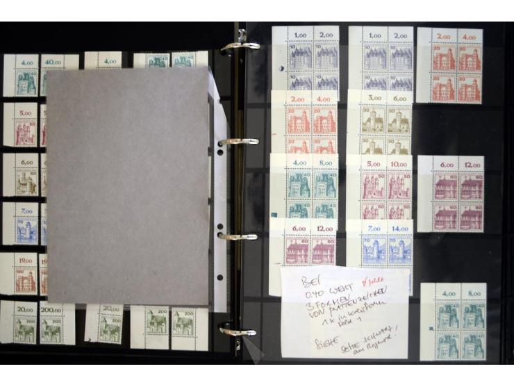 1948/90, postfrische Spezialsammlung, fast ausschließlich Rand- und vor allem Eckrandstücke, dabei auch Paare und 4er-Blocks,
