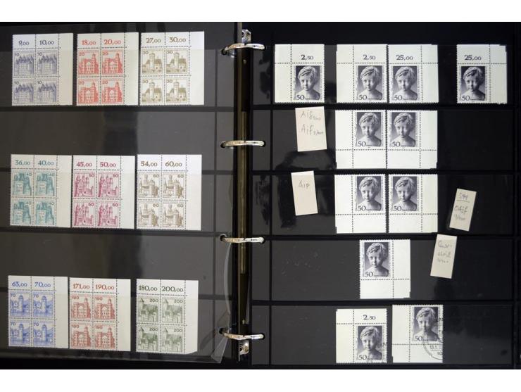 1948/90, postfrische Spezialsammlung, fast ausschließlich Rand- und vor allem Eckrandstücke, dabei auch Paare und 4er-Blocks,