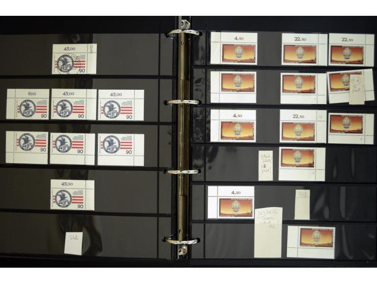 1948/90, postfrische Spezialsammlung, fast ausschließlich Rand- und vor allem Eckrandstücke, dabei auch Paare und 4er-Blocks,