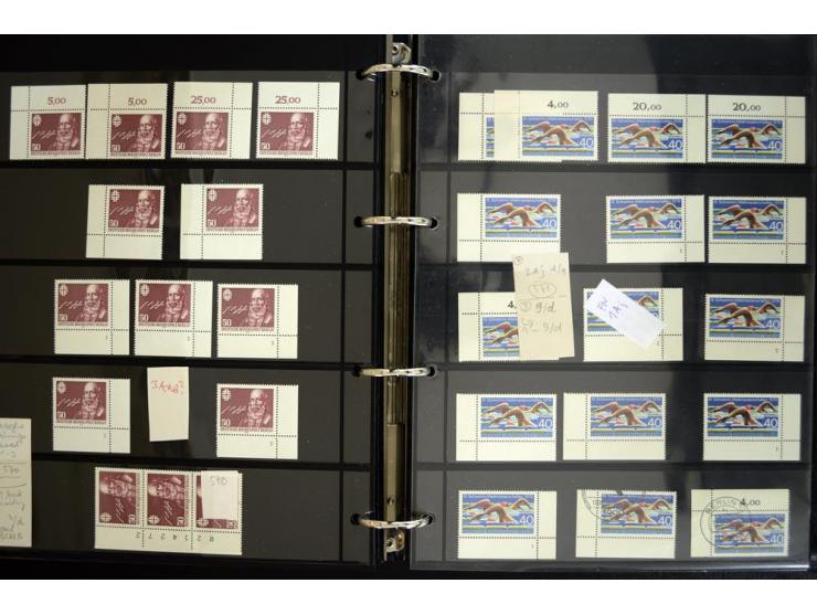 1948/90, postfrische Spezialsammlung, fast ausschließlich Rand- und vor allem Eckrandstücke, dabei auch Paare und 4er-Blocks,