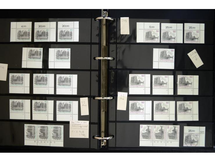 1948/90, postfrische Spezialsammlung, fast ausschließlich Rand- und vor allem Eckrandstücke, dabei auch Paare und 4er-Blocks,
