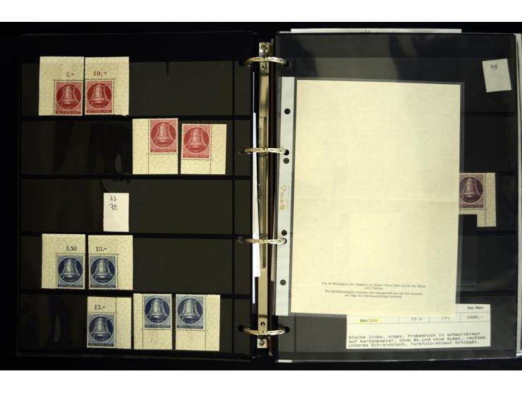 1948/90, postfrische Spezialsammlung, fast ausschließlich Rand- und vor allem Eckrandstücke, dabei auch Paare und 4er-Blocks,