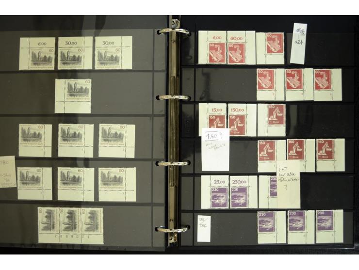 1948/90, postfrische Spezialsammlung, fast ausschließlich Rand- und vor allem Eckrandstücke, dabei auch Paare und 4er-Blocks,