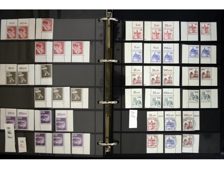 1948/90, postfrische Spezialsammlung, fast ausschließlich Rand- und vor allem Eckrandstücke, dabei auch Paare und 4er-Blocks,