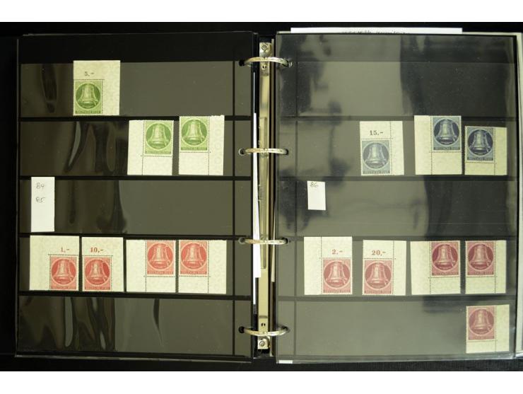 1948/90, postfrische Spezialsammlung, fast ausschließlich Rand- und vor allem Eckrandstücke, dabei auch Paare und 4er-Blocks,