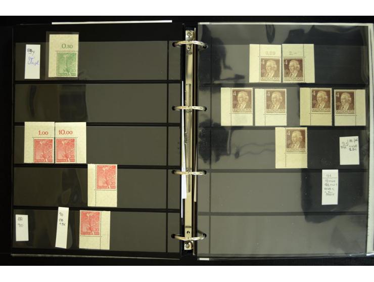 1948/90, postfrische Spezialsammlung, fast ausschließlich Rand- und vor allem Eckrandstücke, dabei auch Paare und 4er-Blocks,