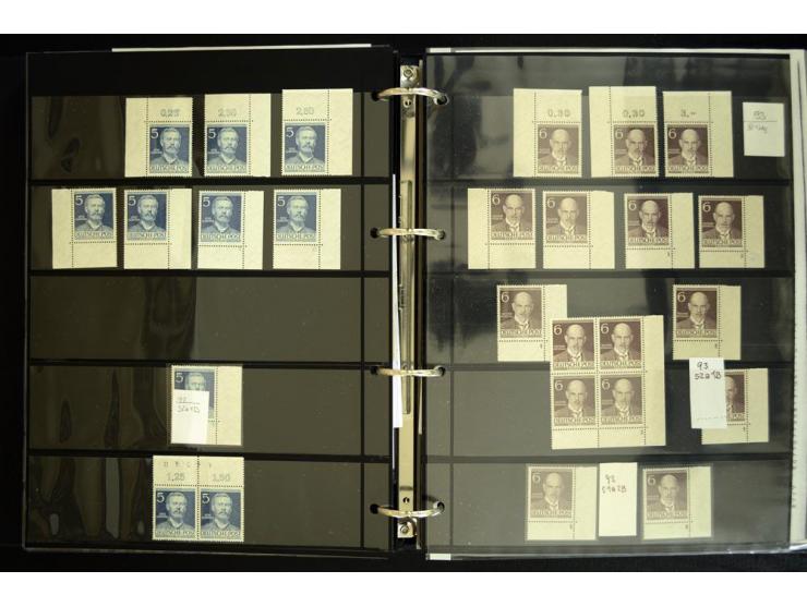 1948/90, postfrische Spezialsammlung, fast ausschließlich Rand- und vor allem Eckrandstücke, dabei auch Paare und 4er-Blocks,