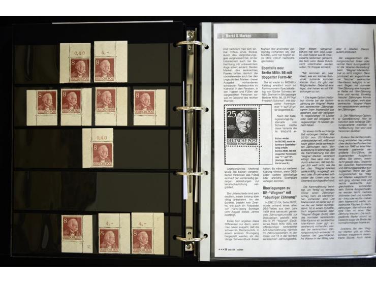 1948/90, postfrische Spezialsammlung, fast ausschließlich Rand- und vor allem Eckrandstücke, dabei auch Paare und 4er-Blocks,
