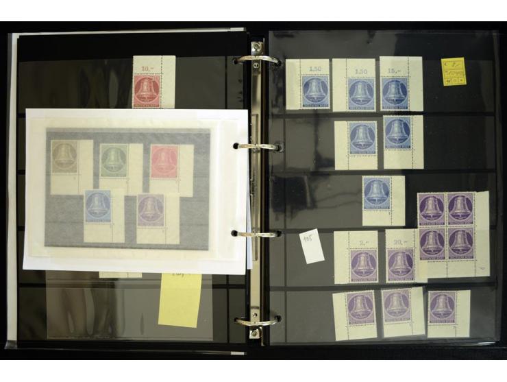 1948/90, postfrische Spezialsammlung, fast ausschließlich Rand- und vor allem Eckrandstücke, dabei auch Paare und 4er-Blocks,