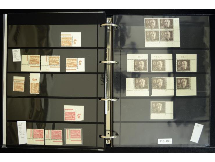 1948/90, postfrische Spezialsammlung, fast ausschließlich Rand- und vor allem Eckrandstücke, dabei auch Paare und 4er-Blocks,