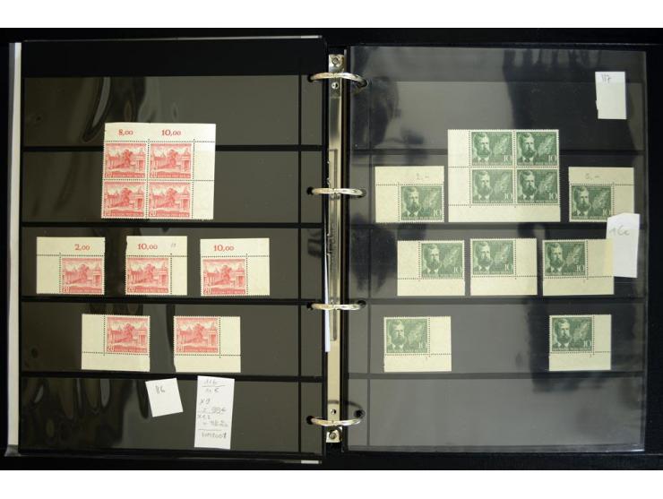 1948/90, postfrische Spezialsammlung, fast ausschließlich Rand- und vor allem Eckrandstücke, dabei auch Paare und 4er-Blocks,