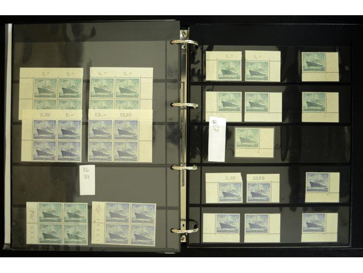 1948/90, postfrische Spezialsammlung, fast ausschließlich Rand- und vor allem Eckrandstücke, dabei auch Paare und 4er-Blocks,