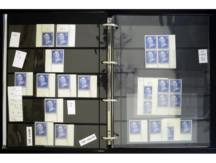 1948/90, postfrische Spezialsammlung, fast ausschließlich Rand- und vor allem Eckrandstücke, dabei auch Paare und 4er-Blocks,
