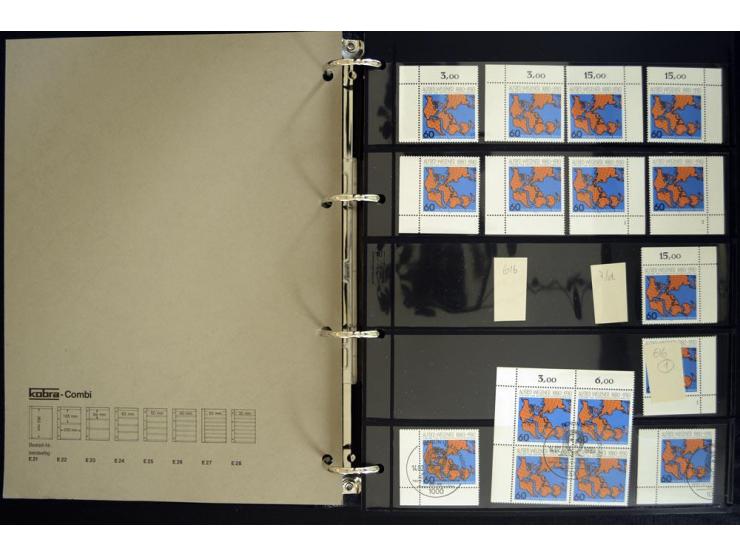 1948/90, postfrische Spezialsammlung, fast ausschließlich Rand- und vor allem Eckrandstücke, dabei auch Paare und 4er-Blocks,