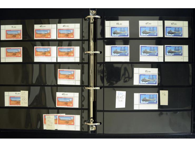 1948/90, postfrische Spezialsammlung, fast ausschließlich Rand- und vor allem Eckrandstücke, dabei auch Paare und 4er-Blocks,