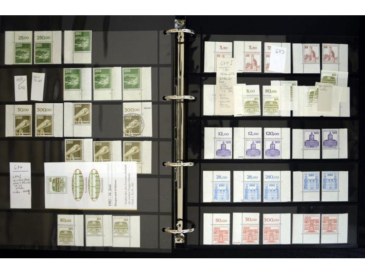 1948/90, postfrische Spezialsammlung, fast ausschließlich Rand- und vor allem Eckrandstücke, dabei auch Paare und 4er-Blocks,