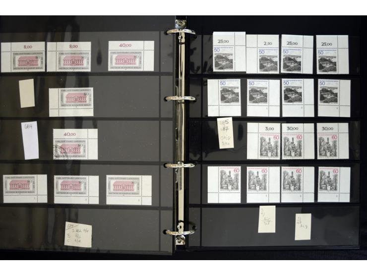 1948/90, postfrische Spezialsammlung, fast ausschließlich Rand- und vor allem Eckrandstücke, dabei auch Paare und 4er-Blocks,