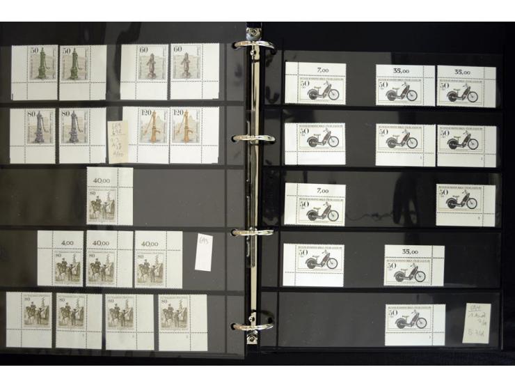 1948/90, postfrische Spezialsammlung, fast ausschließlich Rand- und vor allem Eckrandstücke, dabei auch Paare und 4er-Blocks,