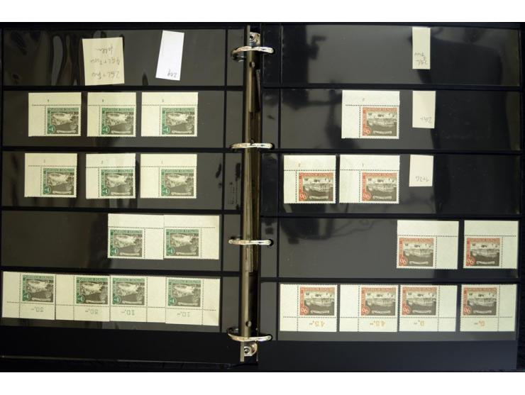 1948/90, postfrische Spezialsammlung, fast ausschließlich Rand- und vor allem Eckrandstücke, dabei auch Paare und 4er-Blocks,