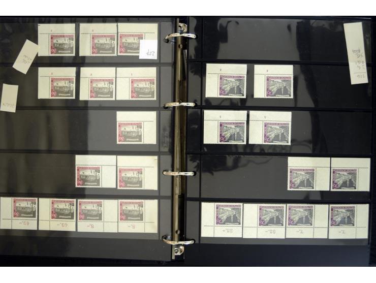 1948/90, postfrische Spezialsammlung, fast ausschließlich Rand- und vor allem Eckrandstücke, dabei auch Paare und 4er-Blocks,