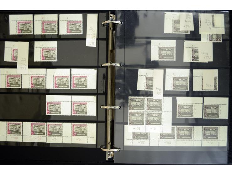 1948/90, postfrische Spezialsammlung, fast ausschließlich Rand- und vor allem Eckrandstücke, dabei auch Paare und 4er-Blocks,