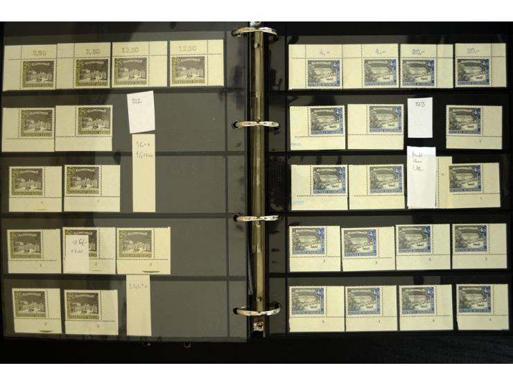 1948/90, postfrische Spezialsammlung, fast ausschließlich Rand- und vor allem Eckrandstücke, dabei auch Paare und 4er-Blocks,