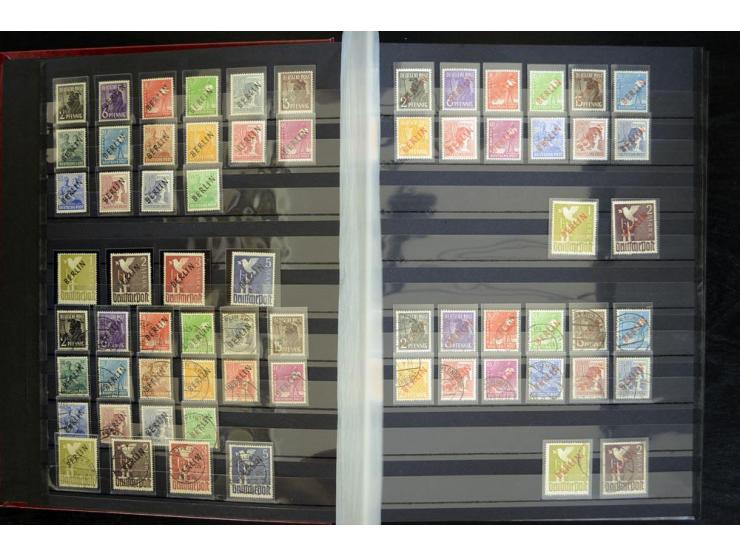 1948/1990, umfangreicher Sammlerbestand in 16 Alben, vieles mehrfach, dabei u.a. Mi.-Nr.  27, 32, 33, 34, 38(2) ,39(2) ,40(2)