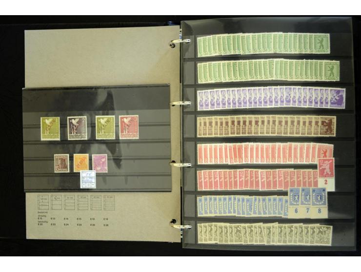 1948/1990, umfangreicher Sammlerbestand in 16 Alben, vieles mehrfach, dabei u.a. Mi.-Nr.  27, 32, 33, 34, 38(2) ,39(2) ,40(2)
