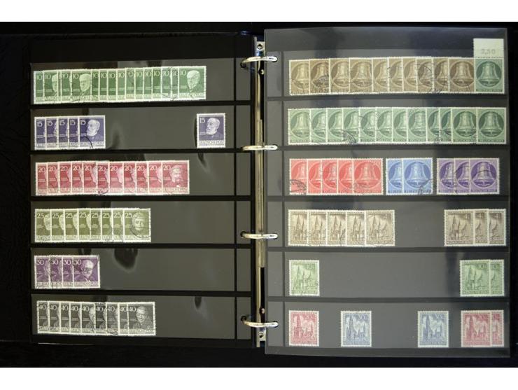 1948/1990, umfangreicher Sammlerbestand in 16 Alben, vieles mehrfach, dabei u.a. Mi.-Nr.  27, 32, 33, 34, 38(2) ,39(2) ,40(2)