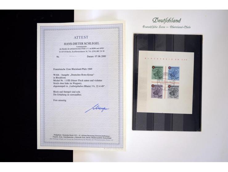 1945/49, gestempelte Sammlung mit Konstanz II und allen Blocks, nahezu alle besseren Werte sign. Schlegel BPP, Rotes-Kreuz-Bl