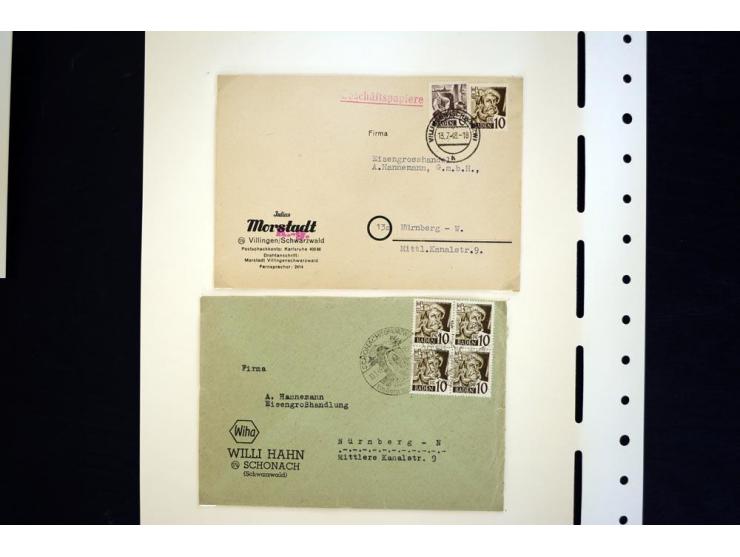 1945/49, schöne gestempelte Sammlung mit etlichen Briefen, dabei einige bessere Werte wie Baden Mi.-Nr. 42-45A, Block 1 und 4